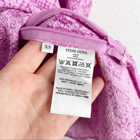 Stine Goya Irene Snake Printed Square Neck Puff Sleeve Top Blouse Pink Casual - Picture 6 of 7